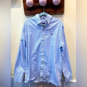 Vineyard Vines Boyd’s Button-Down in blue plaid Size L 16